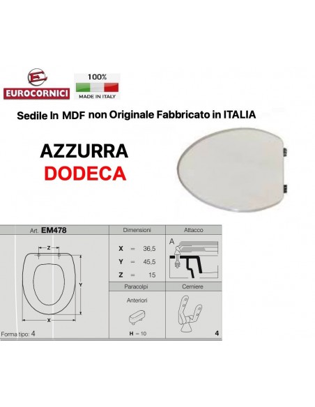 SEDILE PER WC AZZURRA DODECA EM478