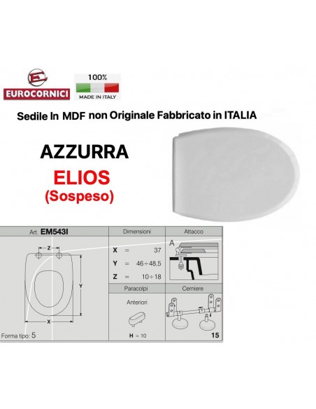 SEDILE PER WC AZZURRA ELIOS SOSPESO EM543I