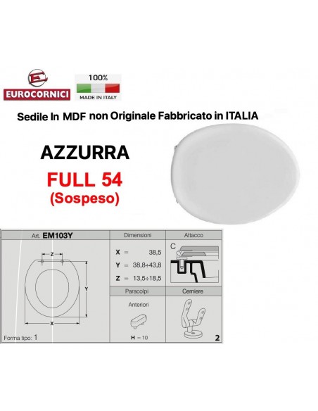 SEDILE PER WC AZZURRA FULL 54 SOSPESO EM103Y