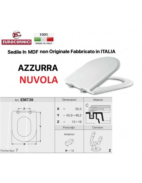 SEDILE PER WC AZZURRA NUVOLA EM739