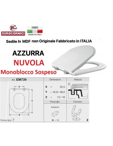 SEDILE PER WC AZZURRA NUVOLA EM739