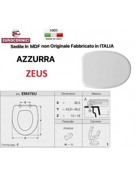 SEDILE PER WC AZZURRA ZEUS EM478U