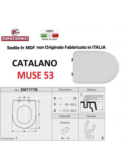 SEDILE PER WC CATALANO MUSE 53*56 EM717YB