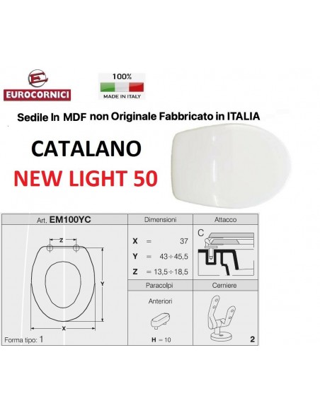 SEDILE PER WC CATALANO NEW LIGHT 50*52  EM100YC