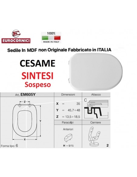 SEDILE PER WC CESAME SINTESI SOSPESO EM605Y