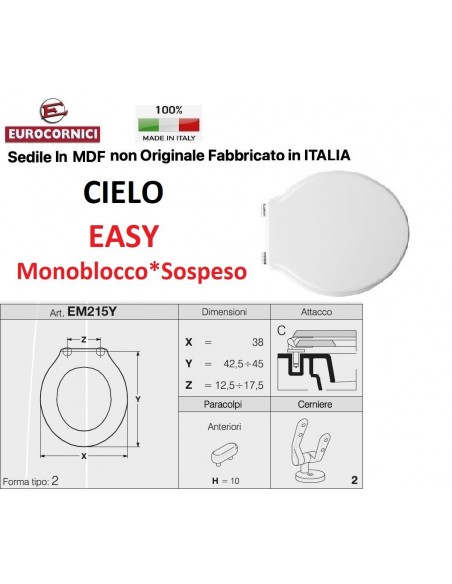SEDILE PER WC CIELO EASY MONOBLOCCO EM215Y