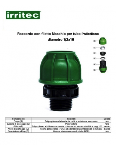 RACCORDO MASCHIO A COMPRESSIONE CONNECT 1/2X16