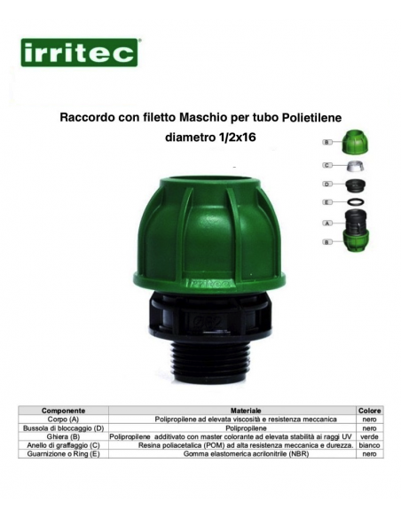 RACCORDO MASCHIO A COMPRESSIONE CONNECT 1/2X16