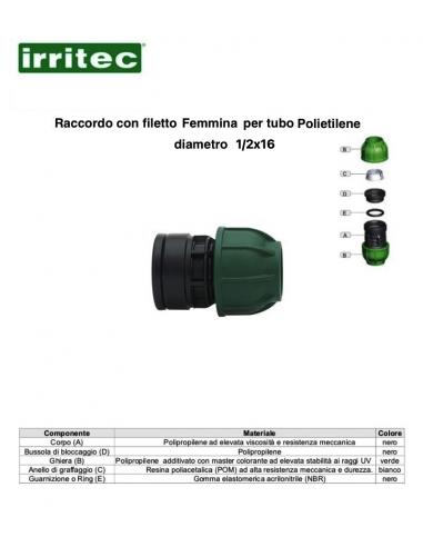 RACCORDO FEMMINA  A COMPRESSIONE CONNECT 1/2X16