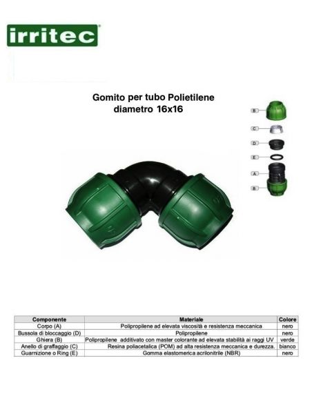 GOMITO A COMPRESSIONE CONNECT 16x16