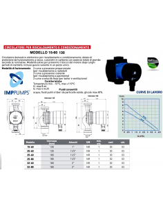 CIRCOLATORE PER RISCALAMENTO IMPPUMPS 15/60 1"x130
