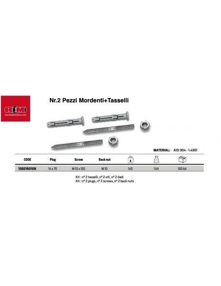 EDELSTAHL-KLAMMER DURCHMESSER 10 MIT DÜBEL 2 STK