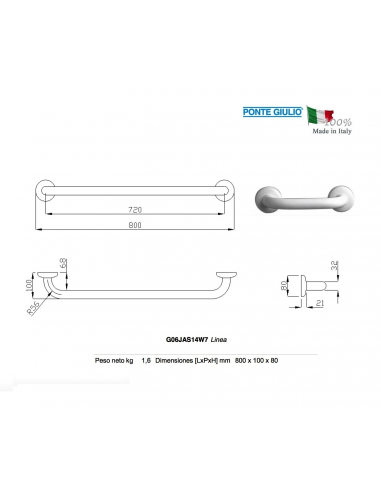 MANIGLIONE LINEARE 800mm