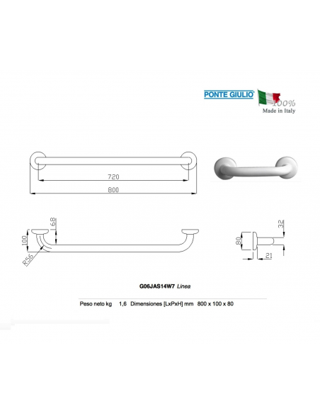 MANIGLIONE LINEARE 800mm