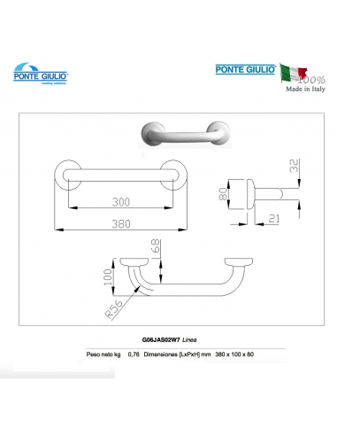 MANIGLIONE LINEARE 380mm