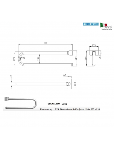 IMPUGNATURA RIBALTABILE mm800