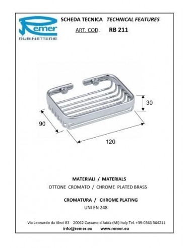 PORTASAPONE IN OTTONE CROMATO REMER RB211 PICCOLO