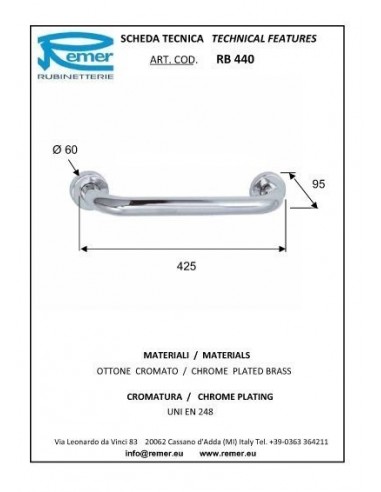 PORTASCIUGAMANO IN OTTONE CROMATO REMER CM.40...