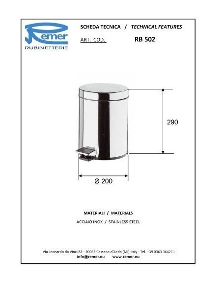 RUNDER MÜLLEIMER REMER 5 LITER