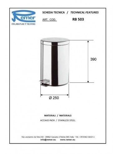 PORTARIFIUTI REMER TONDO 12 LITRI