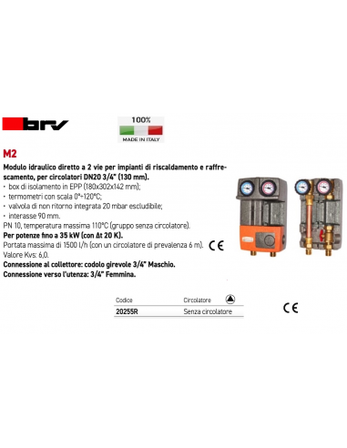 MODULO IDRAULICO BRV DN20 20255R SENZA CIRCOLATORE