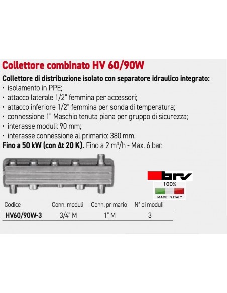COLLETTORE CON SEPARATORE BRV DN20 3 MODULI 3/4X1"
