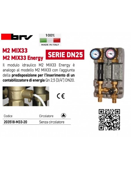 MODULO IDRAULICO BRV DN25 203518-M33-20 SENZA CIRCOLATORE