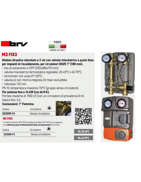 MODULO IDRAULICO BRV DN25 20358R-F3 SENZA CIRCOLATORE