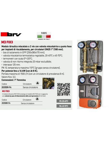MODULO IDRAULICO BRV DN25 20358R-F4 SENZA CIRCOLATORE