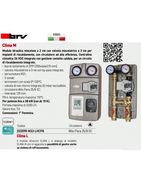 MODULO IDRAULICO BRV DN25 20359R-M33-LHCP8 Circolatore Wilo Para 25/8 SC