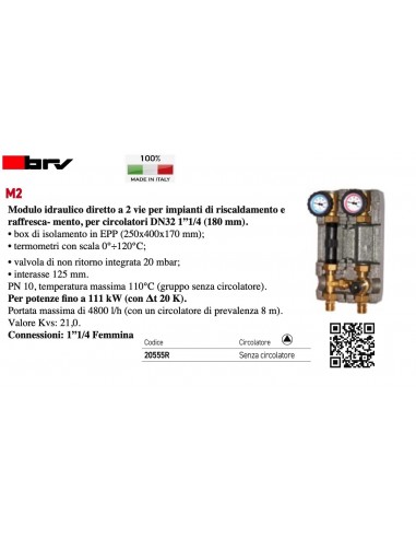 MODULO IDRAULICO BRV DN32 20555R SENZA CIRCOLATORE