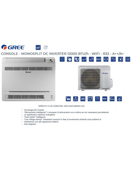 GREE MONO KONSOLE R32 INNENEINHEIT PLUS AUSSENEINHEIT 12000 BTU