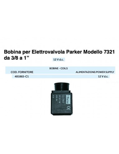 BOBINA PER ELETTROVALVOLA PARKER 12V DC 3/8*1"