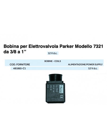 SPULE FÜR PARKER MAGNETVENTIL 12V DC 3/8*1"