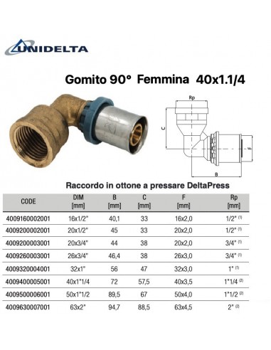 GOMITO 90' CON DERIVAZIONE FEMMINA 40x11/4''