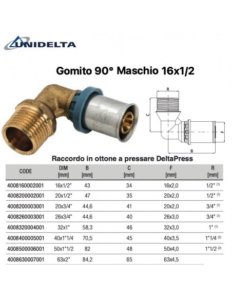 GOMITO 90' CON DERIVAZIONE MASCHIO 16x1/2''