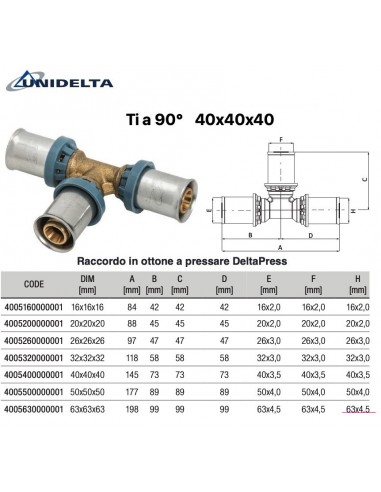 TEE 90' INTERMEDIO 40X40X40