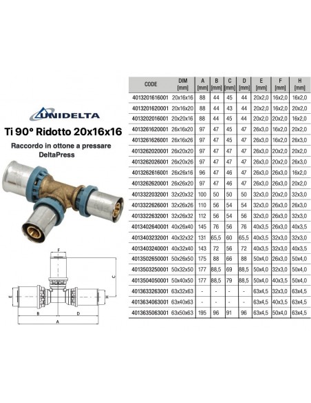 TEE INTERMEDIO RIDOTTO D.20x16x16mm