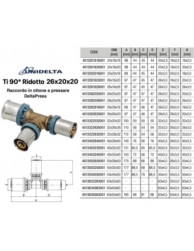 TEE INTERMEDIO RIDOTTO D.26x20x20mm