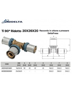 TEE 90' CON DERIVAZIONE MAGGIORATA 20X26X20