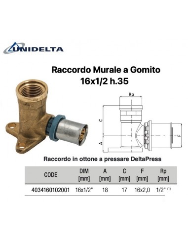 RACCORDO GOMITO CON FLANGIA FEMMINA 1/2X16 H.36