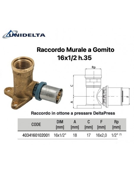 RACCORDO GOMITO CON FLANGIA FEMMINA 1/2X16 H.36