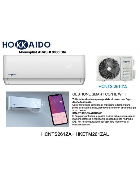 Monosplit Hokkaido Arashi 9000 Btu DC Inverter Wandgerät R32 WIFI